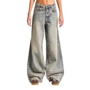 Jeans Wide Leg Polivalente Cintura Média Algodão Rígido Senhora It's Basic image-0