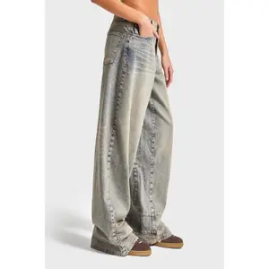 Jeans Wide Leg Polivalente Cintura Média Algodão Rígido Senhora It's Basic image-3