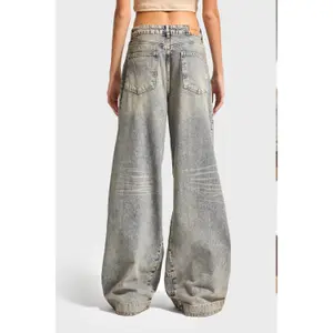 Jeans Wide Leg Polivalente Cintura Média Algodão Rígido Senhora It's Basic image-2