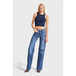 High Waist Straight Jeans Denim Dames It's Basic image-1