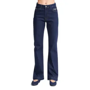Flared Jeans Midden Taille Stijve Denim Vrouw It's Basic image-0