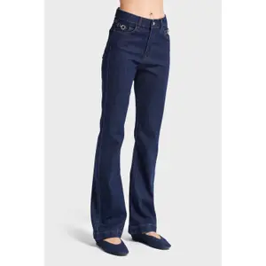 Flared Jeans Midden Taille Stijve Denim Vrouw It's Basic image-2