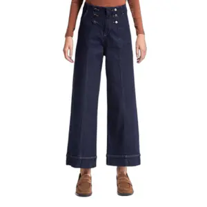 High Waist Relaxed Wide Leg Jeans Dames It's Basic image-0