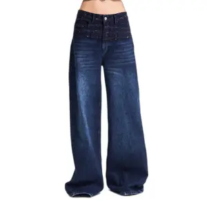 Jeans Palazzo Wide Leg mittlere Taille zeitlos Denim Damen It's Basic image-0