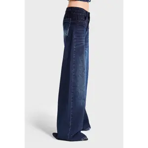 Jeans Palazzo Wide Leg mittlere Taille zeitlos Denim Damen It's Basic image-3