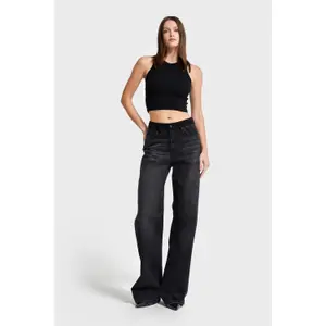 Jeans Wide Leg met Hoge Taille Denim Dames It's Basic image-1