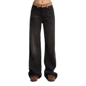 Jeans Wide Leg de cintura média denim mulher It's Basic image-0