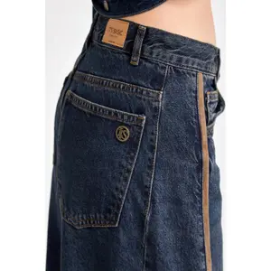 Palazzo Jeans Weitbein Klassisch Mittelhoch Taille Damen It's Basic image-4