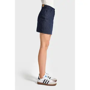 Mini jeansrok met fijne strepen dames It's Basic image-1