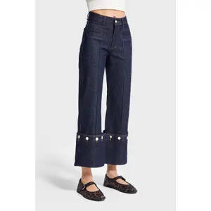 High Waist Straight Jeans Subtle Decorative Details Stretch Women It's Basic image-2