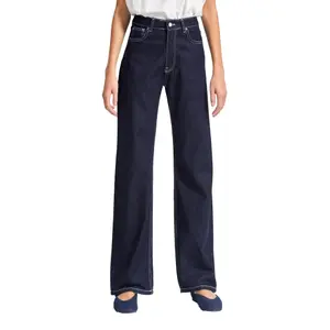 Hoge taille straight jeans combineert comfort en structuur dames It's Basic image-0