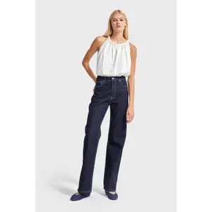Hoge taille straight jeans combineert comfort en structuur dames It's Basic image-1