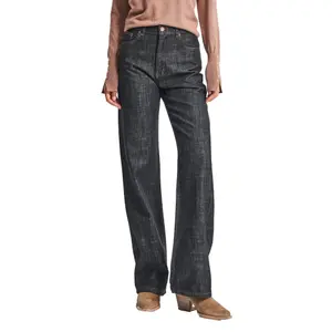 Damen Jeans Straight Klassischer Look Mittlere Bundhöhe Denim It's Basic image-0