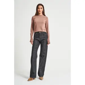 Damen Jeans Straight Klassischer Look Mittlere Bundhöhe Denim It's Basic image-1