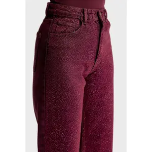 Women's High-Waisted Straight Jeans It's Basic Rhinestone Rhinestone image-4
