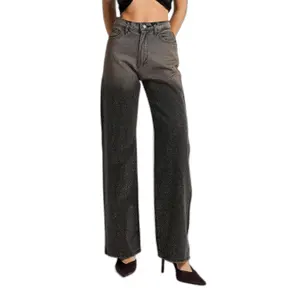 Women's High-Waisted Straight Jeans It's Basic Rhinestone Rhinestone image-0