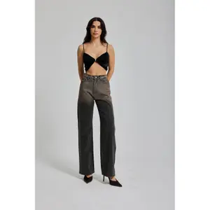 Women's High-Waisted Straight Jeans It's Basic Rhinestone Rhinestone image-1