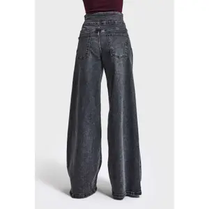 Palazzo Wide Leg Jeans Clean and Structured Mid-Rise Women's It's Basic image-2