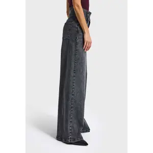 Palazzo Wide Leg Jeans Clean and Structured Mid-Rise Women's It's Basic image-3