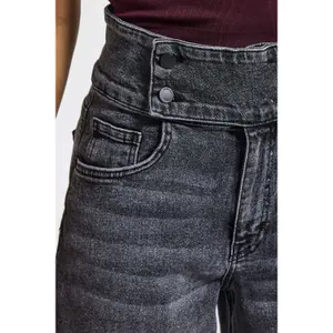 Palazzo Wide Leg Jeans Clean and Structured Mid-Rise Women's It's Basic image-4