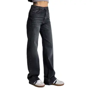 Jeans Straight Clássico Flexível Tamanho Médio-Alto Mulher It's Basic image-0