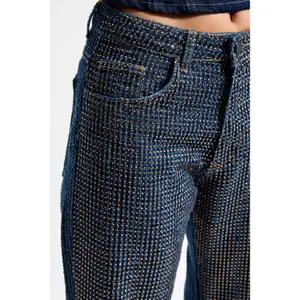 Mid-Rise Flared Jeans Women It's Basic Rhinestone image-4
