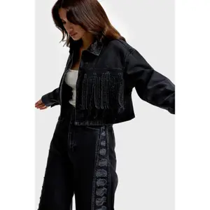 Women's denim jacket It's Basic Rhinestone image-3