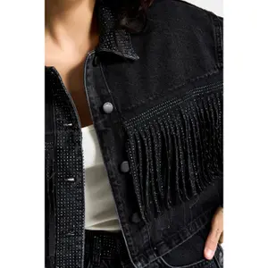 Women's denim jacket It's Basic Rhinestone image-4