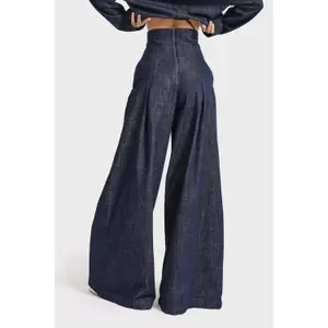 High Waist Palazzo Jeans Women It's Basic image-2