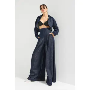 High Waist Palazzo Jeans Women It's Basic image-1