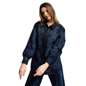 Women's oversized denim jacket It's Basic Rhinestone image-0