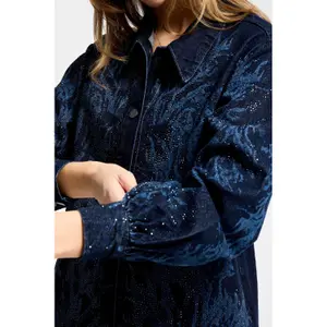 Women's oversized denim jacket It's Basic Rhinestone image-3