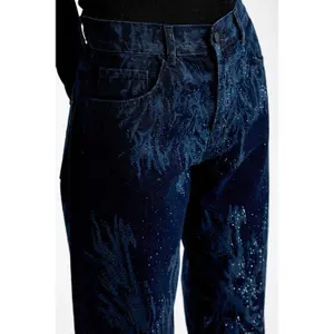 Loose Jeans Mid Rise Stiv Hunkvadrat Kvinder It's Basic Rhinestone image-3