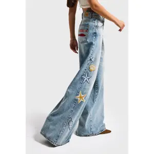 Jeans Palazzo Wide Leg wysoki stan tencel i bawełna damskie It's Basic image-3
