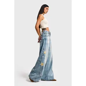 Jeans Palazzo Wide Leg wysoki stan tencel i bawełna damskie It's Basic image-2