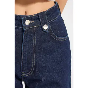  tijdloze Straight jeans middelhoge taille stugge katoen vrouw It's Basic image-4