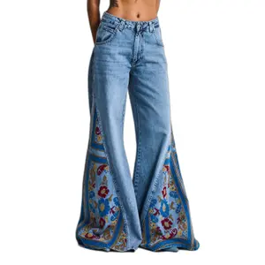 Palazzo Wide Leg Mid-Rise Cotton-Viscose Jeans Women It's Basic