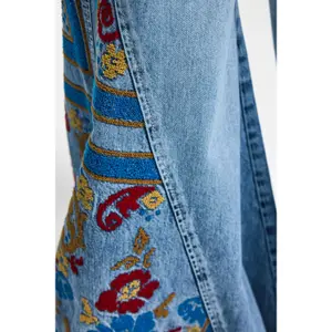Palazzo Wide Leg Mid-Rise Cotton-Viscose Jeans Women It's Basic image-3