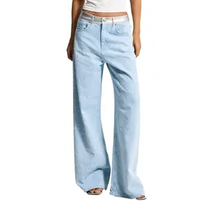 Jeans a gamba larga vita media donna It's Basic image-0