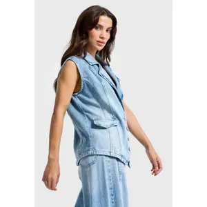 Sleeveless denim jacket for women It's Basic image-4