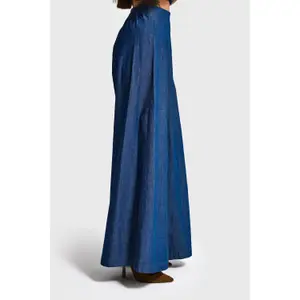 Palazzo Wide Leg Jeans Mid-Rise Long Flowing Fit Women's It's Basic image-3