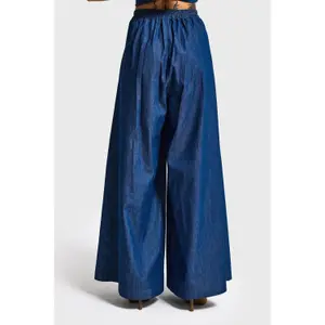 Palazzo Wide Leg Jeans Mid-Rise Long Flowing Fit Women's It's Basic image-2