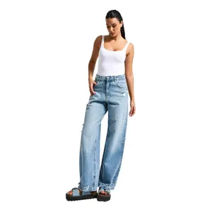 Hohe Taille Baggy Jeans Damen It's Basic image-0