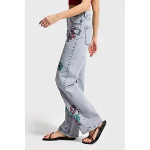 Women's Mid-Rise Loose Fit Rigid Cotton Jeans It's Basic image-3