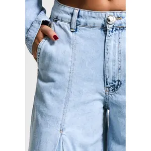 Timeless and Versatile Fluid Wide Leg Palazzo Jeans Mid-Rise Women It's Basic image-4