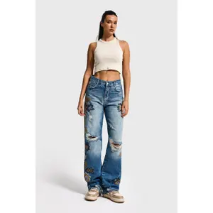 Jeans Loose vita alta in cotone donna It's Basic image-1