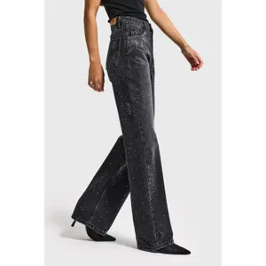 Jeans Straight vita media donna It's Basic Rhinestone image-3