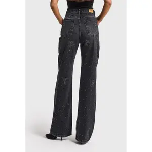 Jeans Straight vita media donna It's Basic Rhinestone image-2