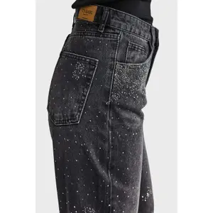 Jeans Straight vita media donna It's Basic Rhinestone image-4