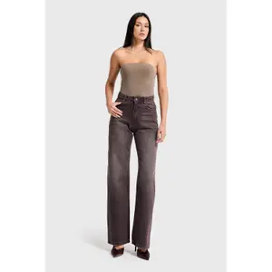 High-Waisted Cotton Straight Jeans Women It's Basic Rhinestone Rhinestone image-1